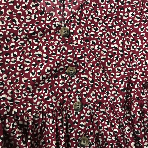 Shein Red Cheetah Print Button Up Dress Medium - Picture 5 of 7